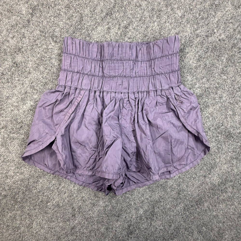 Free People Movement The Way Home Shorts Purple High Rise Smocked XS 0860